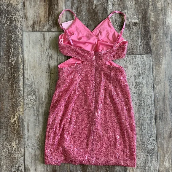 2 for $30 sale: NWT Hello Molly pink sequins mini dress with side cut outs - 6 - Picture 6 of 7